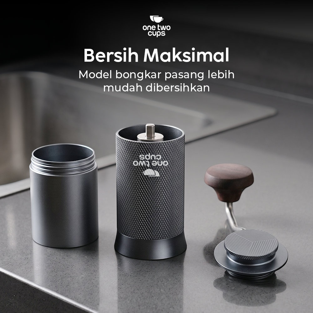 One Two Cups Penggiling Kopi Manual Coffee Grinder Stainless 420 - X1 Gambar produk One Two Cups Penggiling Kopi Manual Coffee Grinder Stainless 420 - X1 - 5
