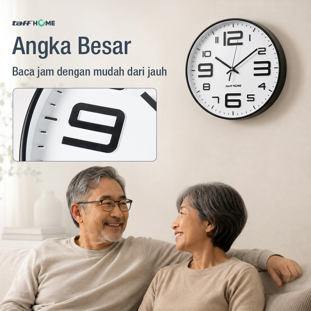 Gambar produk TaffHOME Jam Dinding Bulat Quartz Creative Design Modern 29cm - H6588 - 3