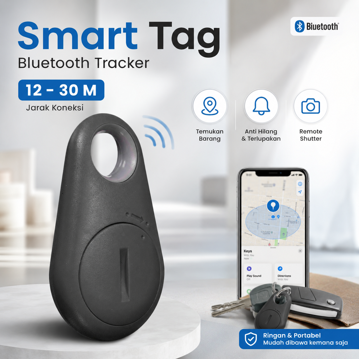 Gambar produk LOCATREX Smart Tag Bluetooth Tracker Airtag Key Finder Shutter - Utama