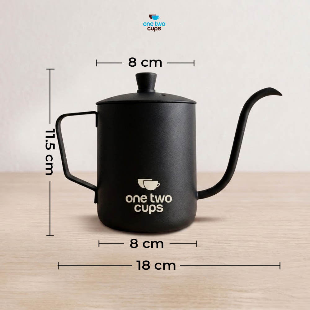 One Two Cups Teko Kopi Leher Angsa Gooseneck Pour Over Drip Kettle 350ml - HS-52 Gambar produk One Two Cups Teko Kopi Leher Angsa Gooseneck Pour Over Drip Kettle 350ml - HS-52 - 8