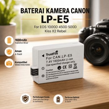 Gambar produk TrustFire Baterai Kamera Canon EOS 1000D/450D/500D/Kiss/Rebel 1600mAh - LP-E5