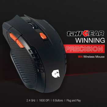 TaffGEAR Mouse Gaming Wireless Optical 2.4GHz Ergonomic 6 Key 1600DPI - W4