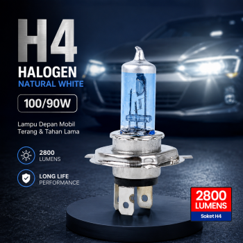 Gambar produk CARDE Lampu Depan Mobil Headlight Halogen H4 Natural White 100/90W 1PC - P43T