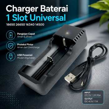 Gambar produk Charger Baterai 1 Slot 18650 26650 16340 14500 Li-Ion Spring Strip - NK-205