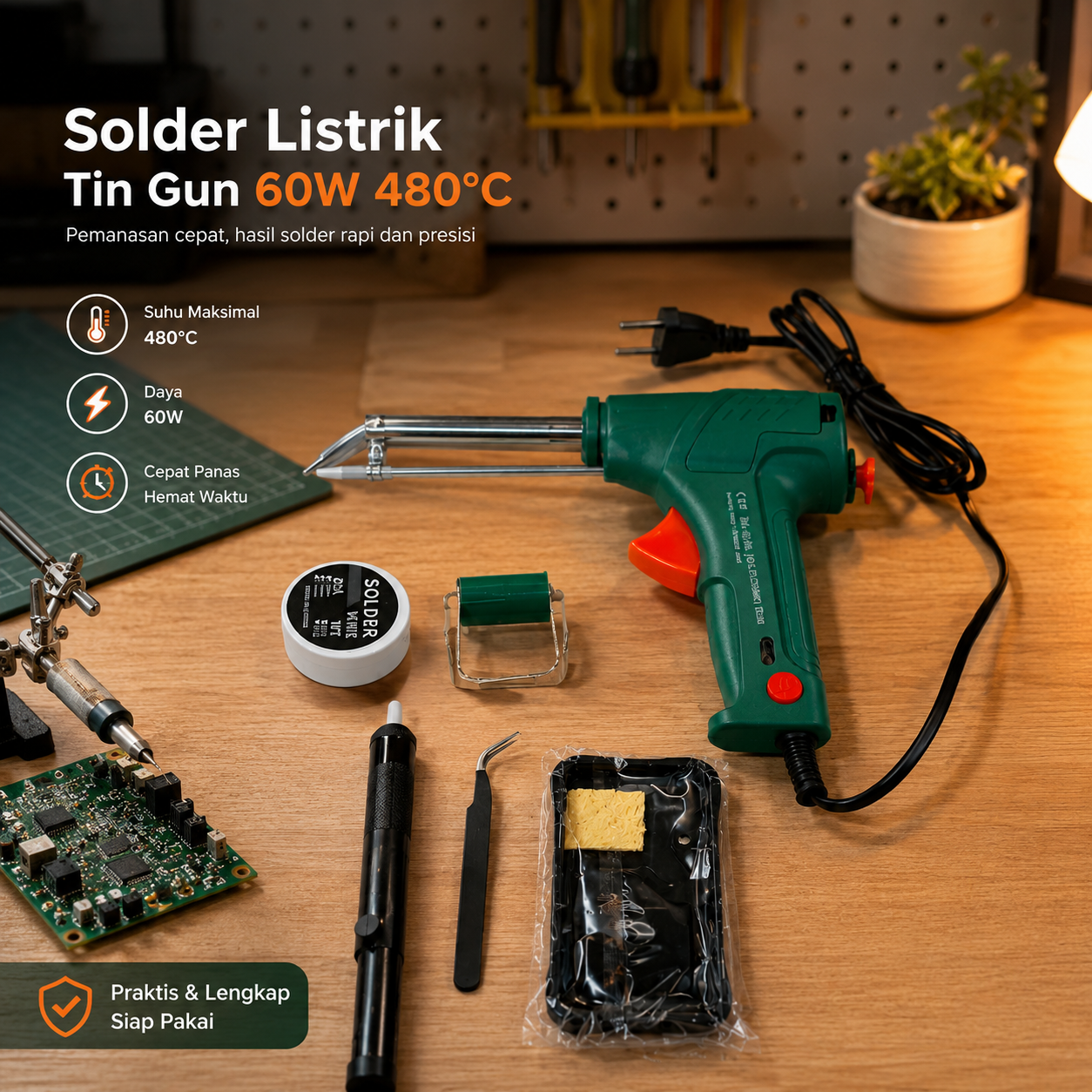 Gambar produk Januel Set Solder Listrik Tembak Tin Gun Handheld 60W 5in1 - GT-25 - Utama
