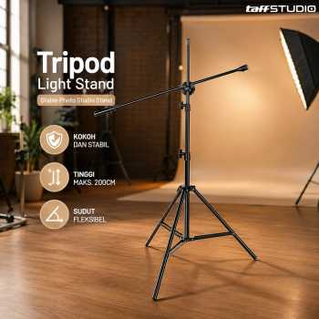 TaffSTUDIO Tripod Light Stand Stable Photo Studio Stand Boom Arm 200cm - 200ES
