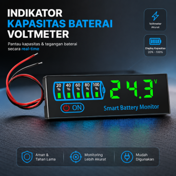 Gaqqee Indikator Kapasitas Baterai LED Battery Capacity Voltmeter - GQ-24