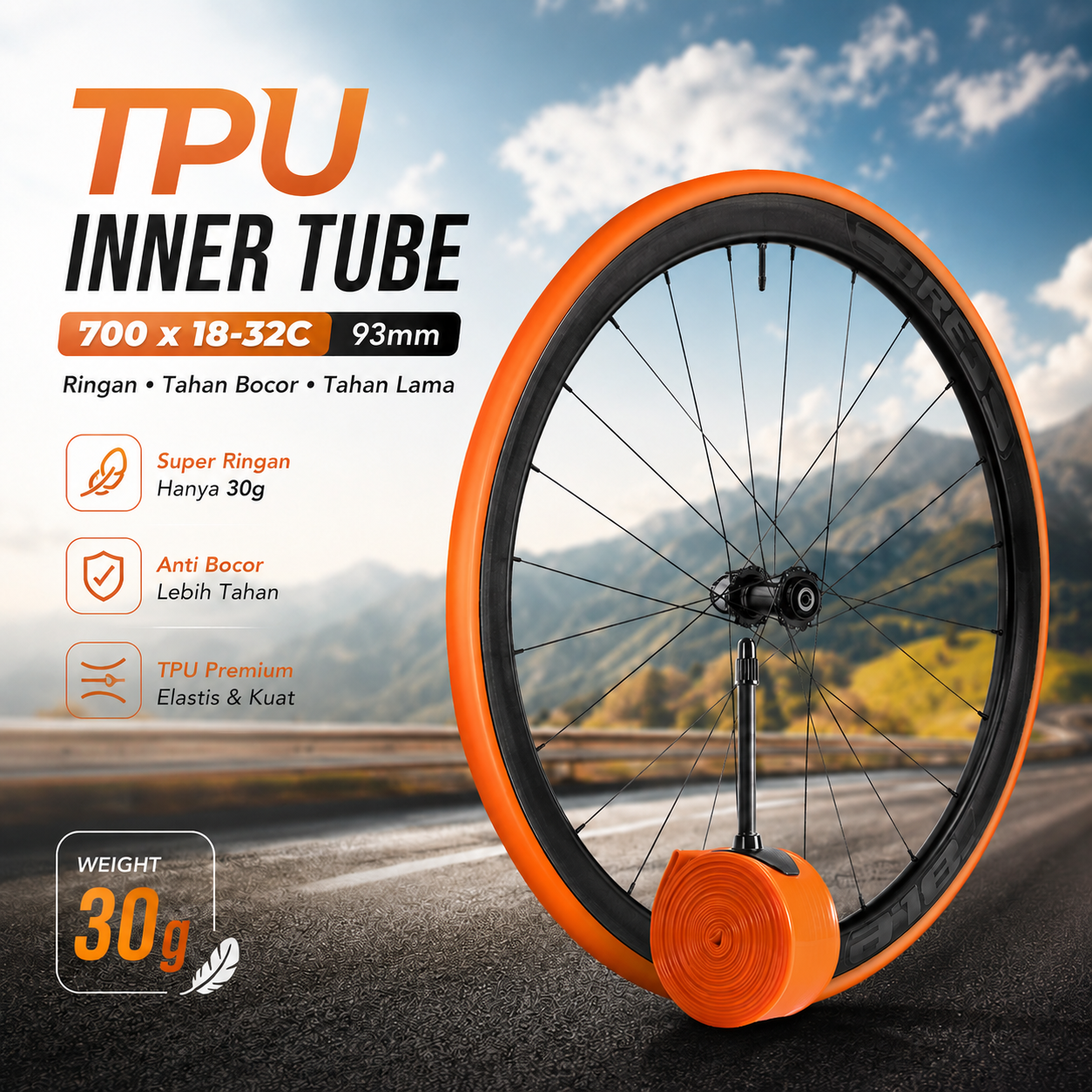 NEWBOLER Ban Dalam Sepeda Inner Tube Road Bike TPU 700 x 18-32C 93mm 30g - SV 45 / SV 65 / SV 85 Gambar produk NEWBOLER Ban Dalam Sepeda Inner Tube Road Bike TPU 700 x 18-32C 93mm 30g - SV 45 / SV 65 / SV 85 - Utama