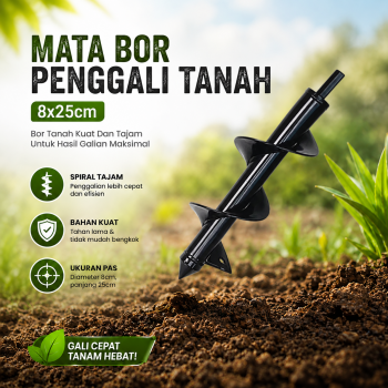 MPT Mata Bor Penggali Tanah Auger Spiral Drill Head Biopori - FG08