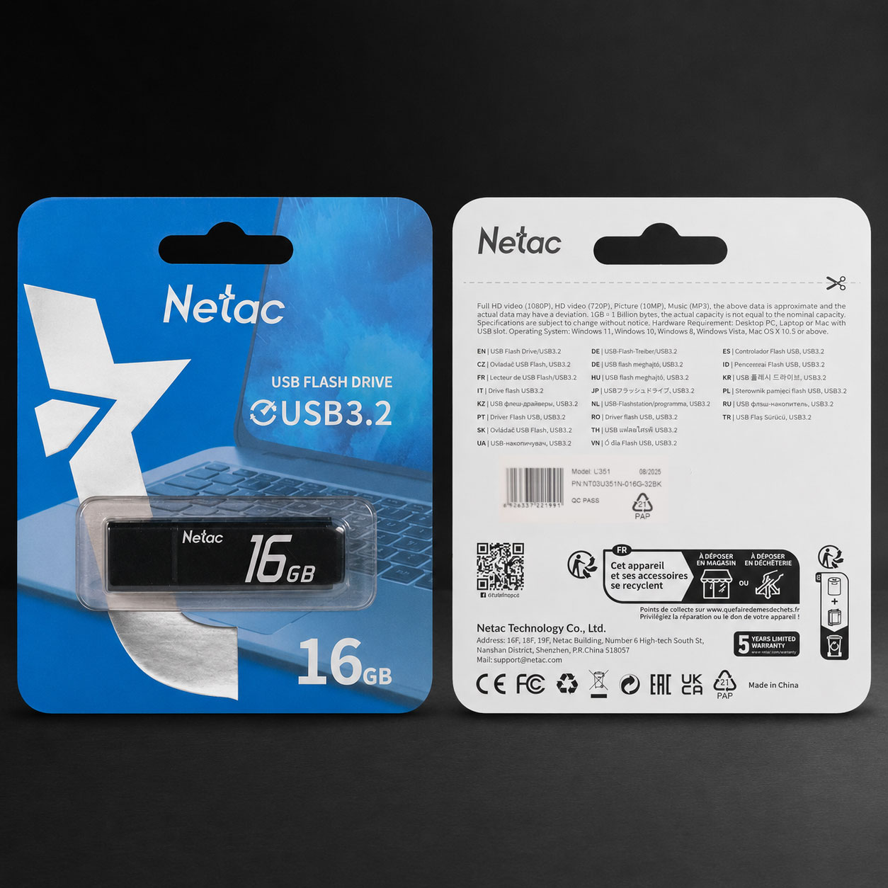 Netac Flashdisk USB 3.2 16GB - L351 Gambar produk Netac Flashdisk USB 3.2 16GB - L351 - Kemasan