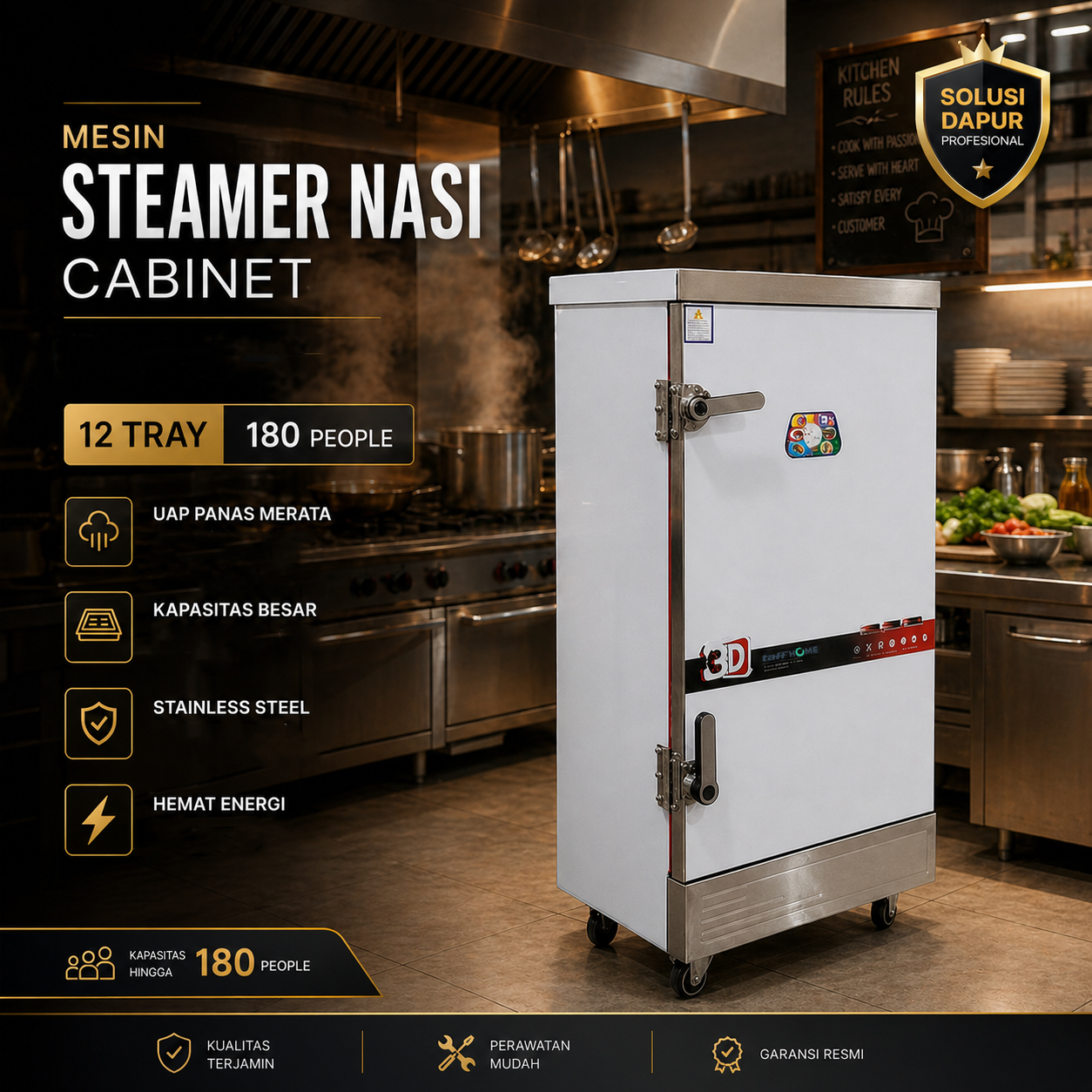 TaffHOME Mesin Steamer Nasi Rice Steaming Cabinet 12 Tray 180 People - SL-12 Gambar produk TaffHOME Mesin Steamer Nasi Rice Steaming Cabinet 12 Tray 180 People - SL-12 - Utama