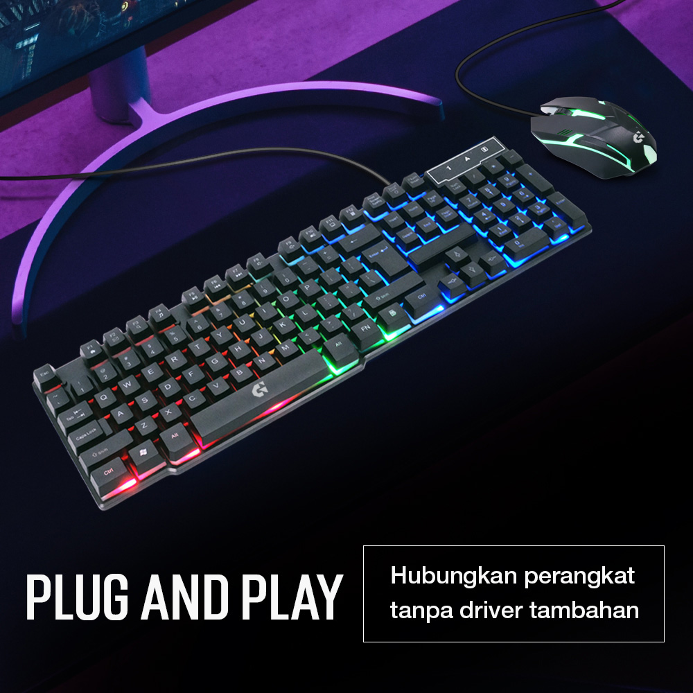 TaffGEAR Gaming Keyboard LED with Mouse - 832 Gambar produk TaffGEAR Gaming Keyboard LED with Mouse - 832 - 5