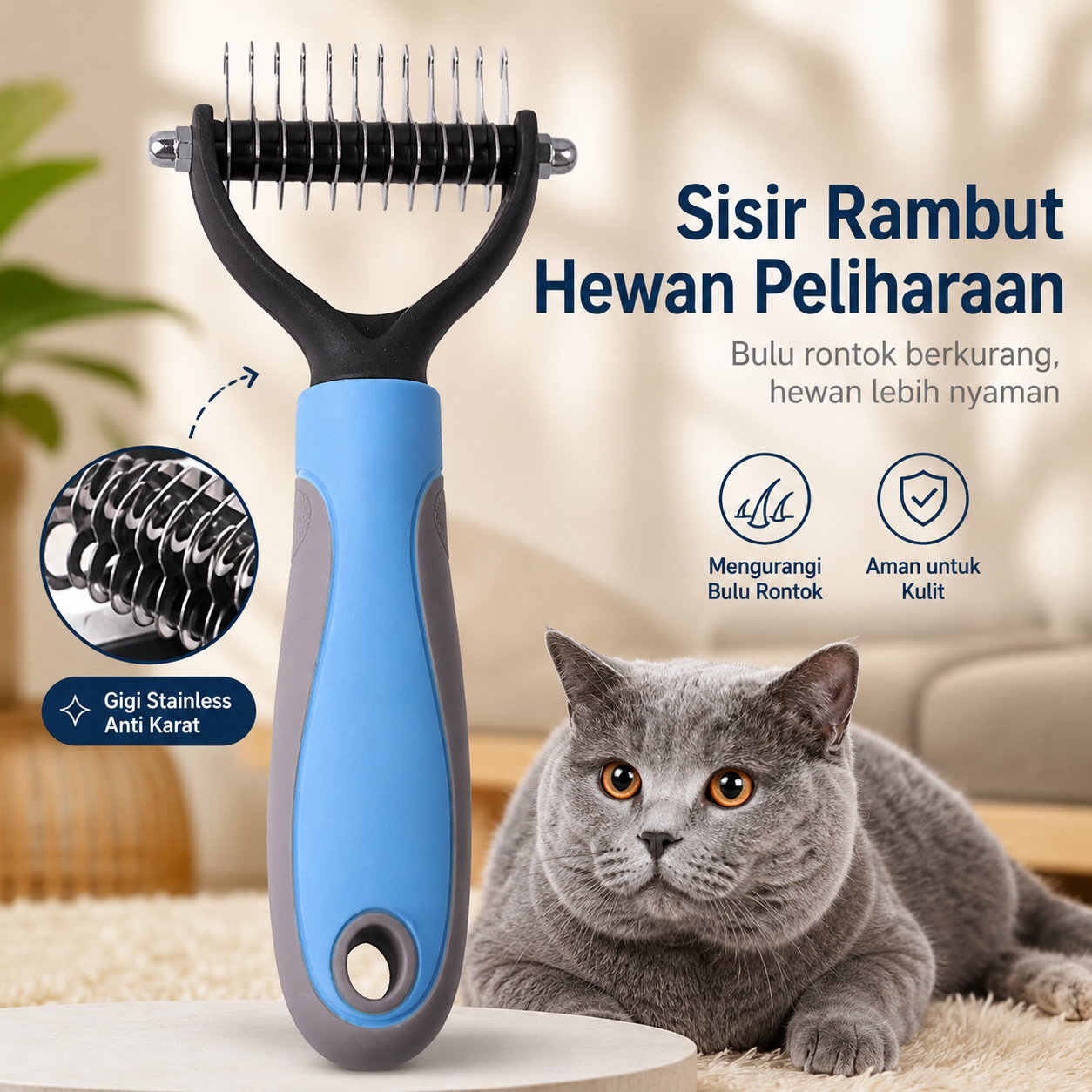 Plouffepets Sisir Rambut Hewan Anjing Kucing Hair Removal Comb - AES0124 Gambar produk Plouffepets Sisir Rambut Hewan Anjing Kucing Hair Removal Comb - AES0124 - Utama