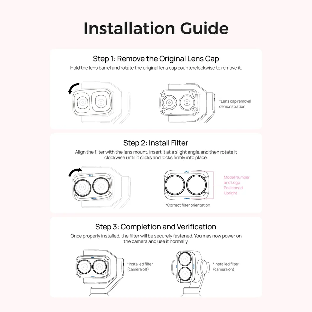 Gambar produk TELESIN Lens Camera Filter DJI Osmo Pocket 4 Pro CPL VND Cool Rose - S5-FLT-86-TDJ - 7