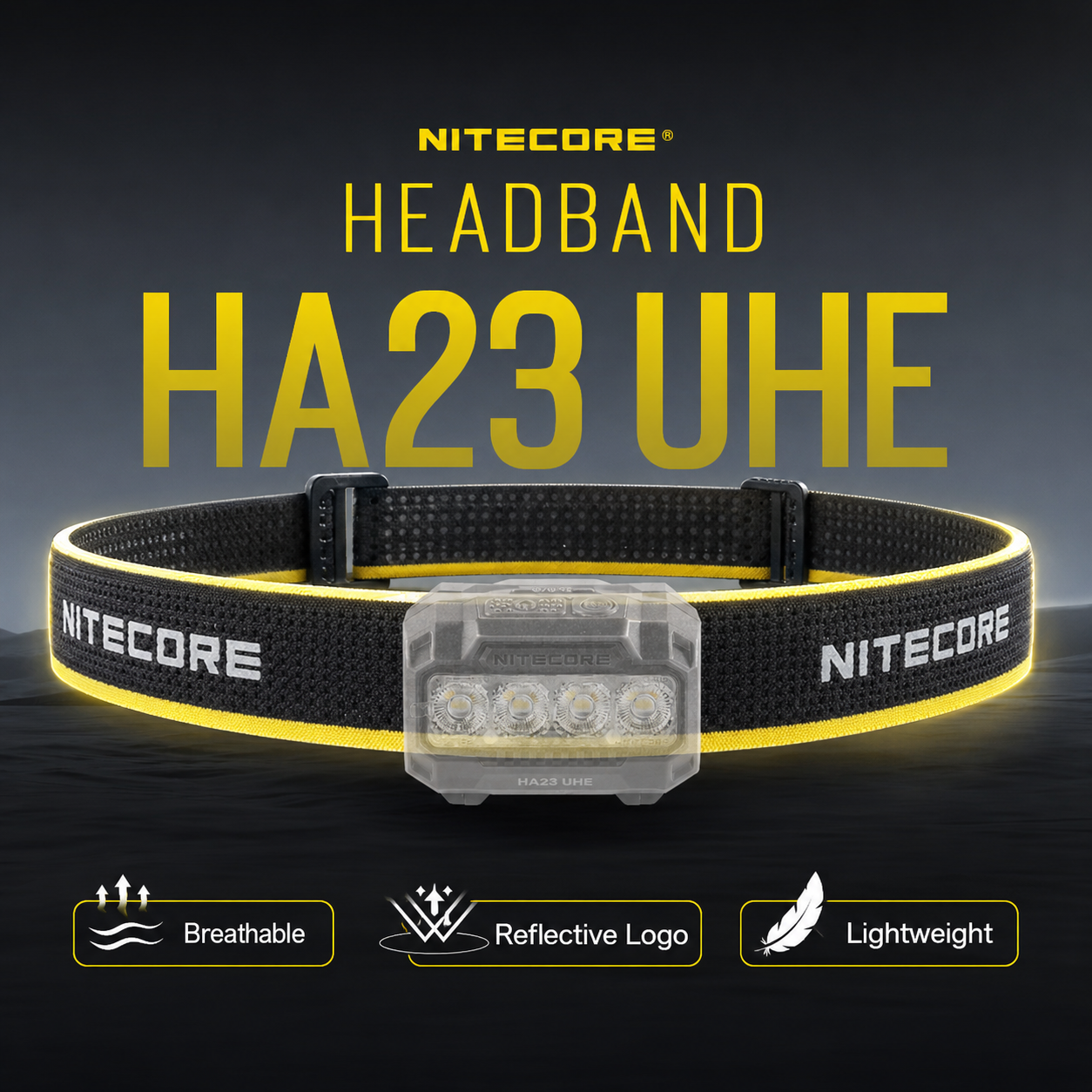 NITECORE HA23 UHE Headband Reflective Breathable Lightweight Gambar produk NITECORE HA23 UHE Headband Reflective Breathable Lightweight - Utama