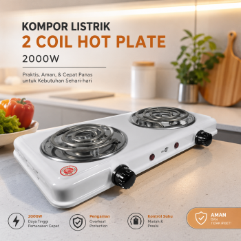 Gambar produk TaffHOME Kompor Listrik 2 Tungku Portable Coil Hot Plate 2000W - C2-2000-57