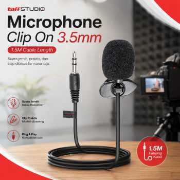 Gambar produk TaffSTUDIO Microphone Clip On Jack 3.5mm 1.5M for Smartphone Laptop - SR-503