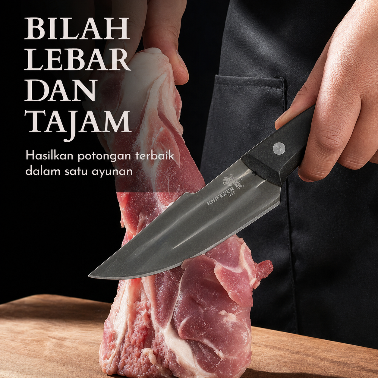 Gambar produk KNIFEZER Pisau Daging Stainless Steel 5Cr15 Forged Butcher Knife - W50 - 4
