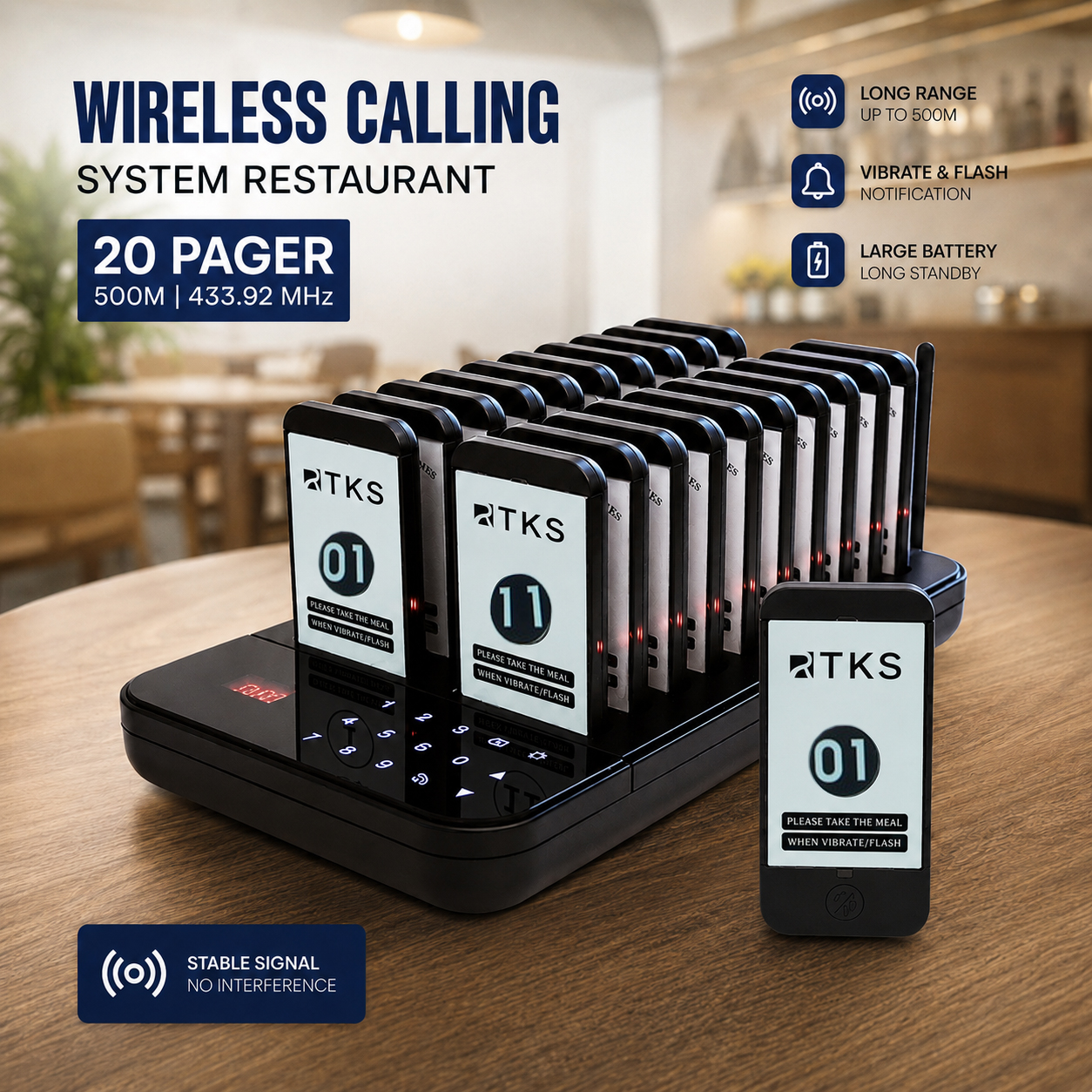 RTKS Wireless Calling System Restaurant Mesin Antrian 20 Pager - QC200 Gambar produk RTKS Wireless Calling System Restaurant Mesin Antrian 20 Pager - QC200 - Utama