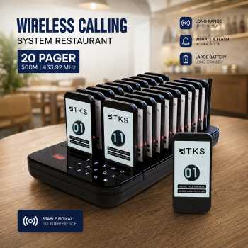 RTKS Wireless Calling System Restaurant Mesin Antrian 20 Pager - QC200