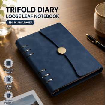 Jouc Buku Jurnal Loose Leaf Notebook Trifold Diary 194 Halaman Blank - JQY-B288