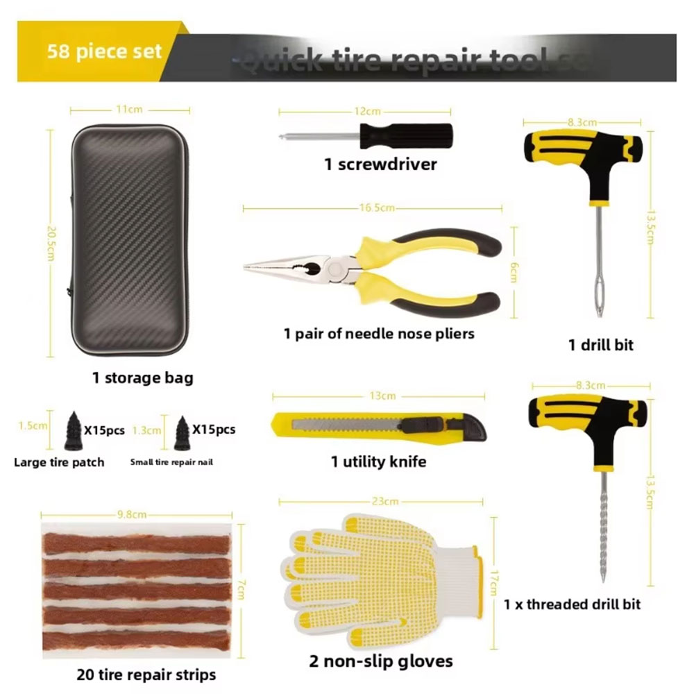 UR Peralatan Tambal Ban Mobil Sepeda Motor Tubeless Tire Repair - CZK-45 Gambar produk UR Peralatan Tambal Ban Mobil Sepeda Motor Tubeless Tire Repair - CZK-45 - 4