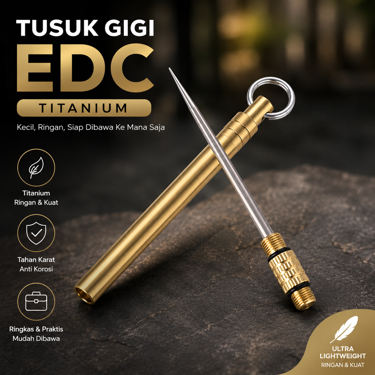 LINSBAYWU Tusuk Gigi EDC Toothpicks Titanium Tube - LIN58 Gambar produk LINSBAYWU Tusuk Gigi EDC Toothpicks Titanium Tube - LIN58 - Utama