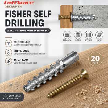 Taffware Sekrup FH Fisher Expansion Wall Anchor Screw 20 PCS - SDS-A