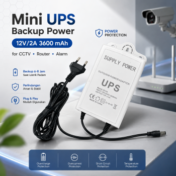 AIDEEPEN Mini UPS Power Supply Backup 12V/2A for CCTV Router Alarm - NLX124GT