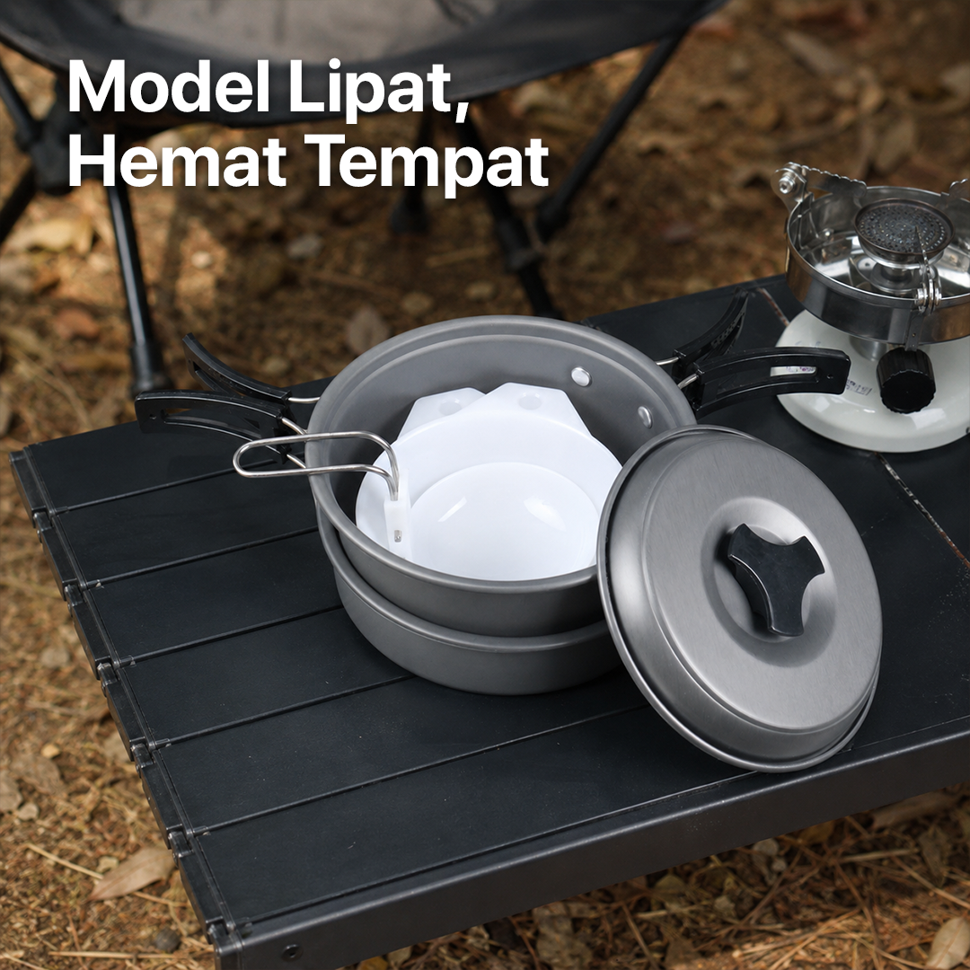 Set Panci Alat Masak Outdoor Camping Nesting Cooking Aluminium 7in1 - WH-200 Gambar produk Set Panci Alat Masak Outdoor Camping Nesting Cooking Aluminium 7in1 - WH-200 - 1