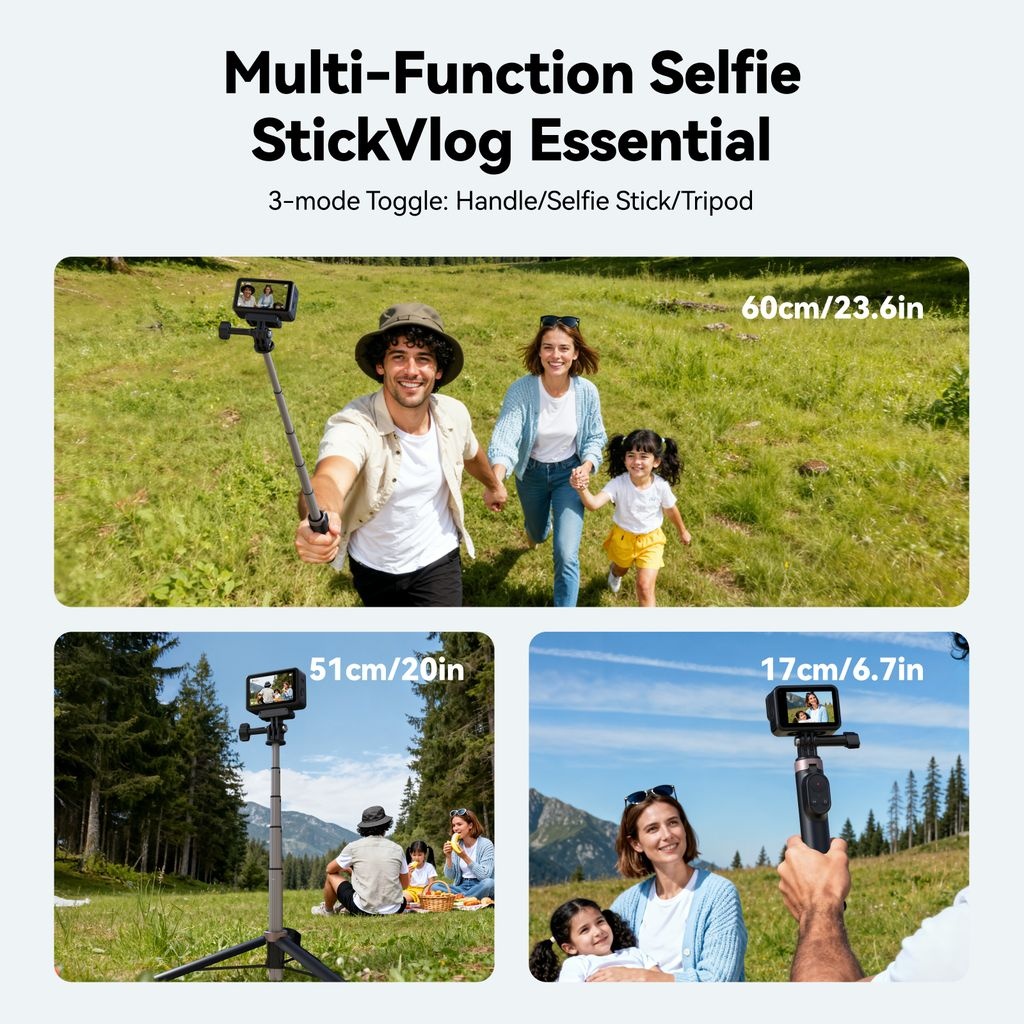 TELESIN Tripod Mini Kamera Aksi HP Tongsis Monopod 60cm with Remote - S1-CSS-08 Gambar produk TELESIN Tripod Mini Kamera Aksi HP Tongsis Monopod 60cm with Remote - S1-CSS-08 - 2