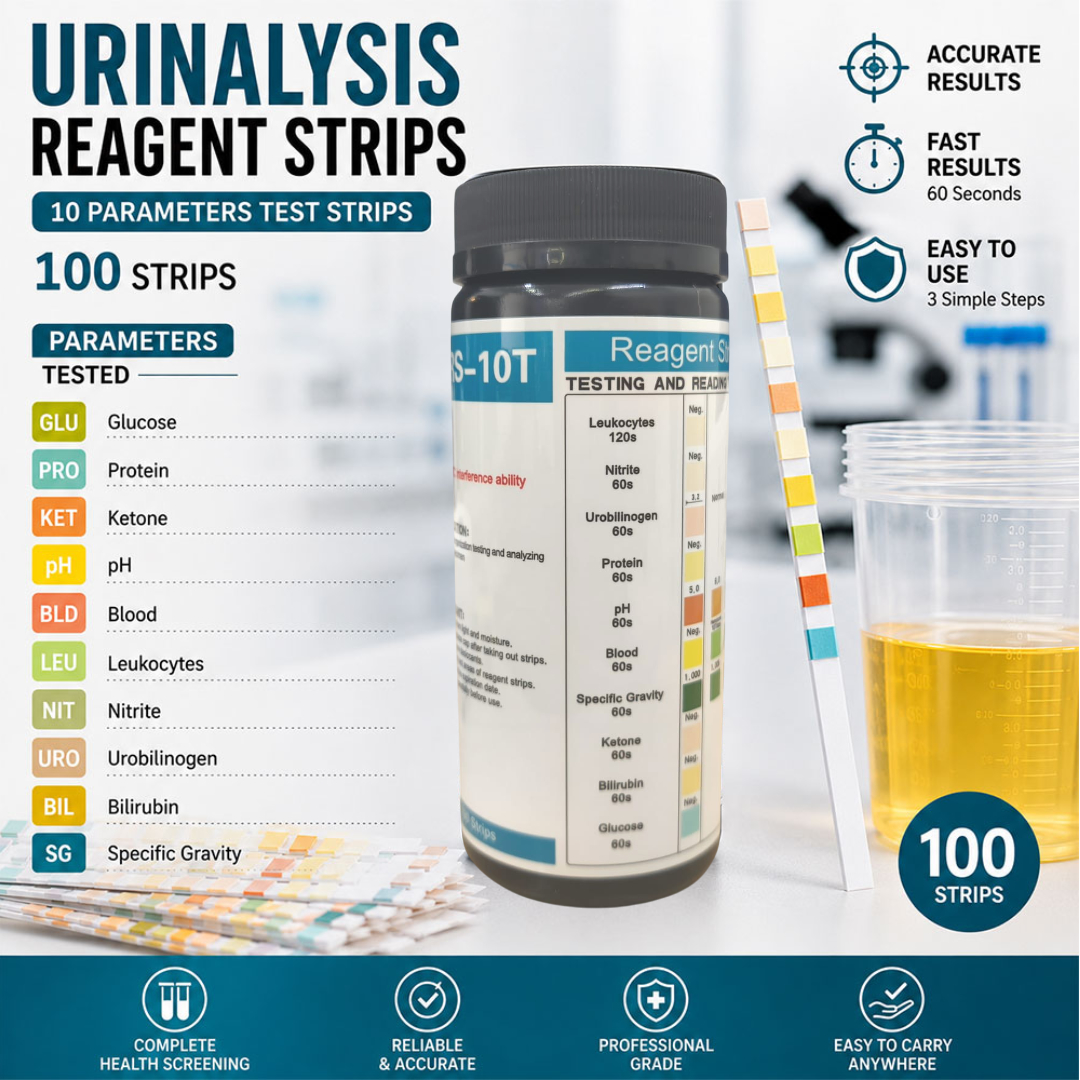 FRC Test Strip Urine Urinalysis 10 Parameter Cek Keto Gula 100 PCS - URS-10T Gambar produk FRC Test Strip Urine Urinalysis 10 Parameter Cek Keto Gula 100 PCS - URS-10T - Utama