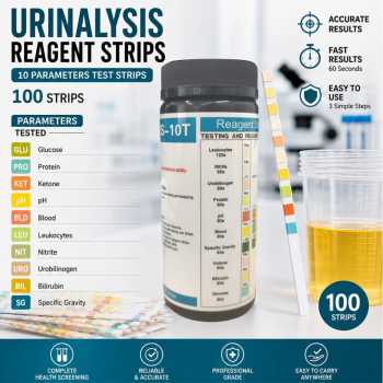 FRC Test Strip Urine Urinalysis 10 Parameter Cek Keto Gula 100 PCS - URS-10T