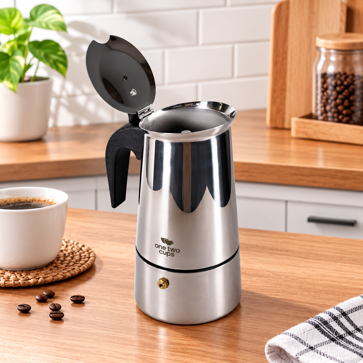 Gambar produk One Two Cups Moka Pot Teko Kopi Espresso Coffee Stovetop 9 Cup 450ml - Z20 - 5