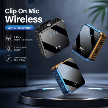 ANYTROX Clip On Mic Wireless for Vlogging Streaming with 2 Transmitter - ANC24