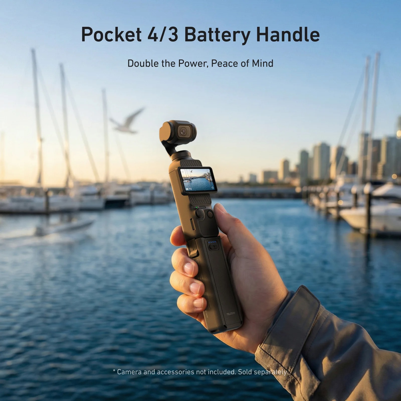 Gambar produk TELESIN Battery Handle DJI Osmo Pocket 3/4 NTC Sensor 5000mAh - S0-BCG-46-TDJ - 1