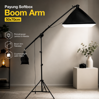 Gambar produk TaffSTUDIO Payung Softbox Reflektor Boom Arm Studio 50x70cm - SH-RGX-01