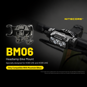 NITECORE Bracket Bike Mount Headlamp for HC60 UHE & HC65 UHE - Black