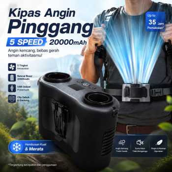 RAUGEE Kipas Angin Pinggang Portable Waist Fan 5 Speed 20000mAh - F7