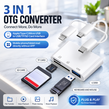 Gambar produk AKIN Card Reader 3in1 MicroUSB OTG SD Card MicroSD USB 3.0 Lightning - NK303T