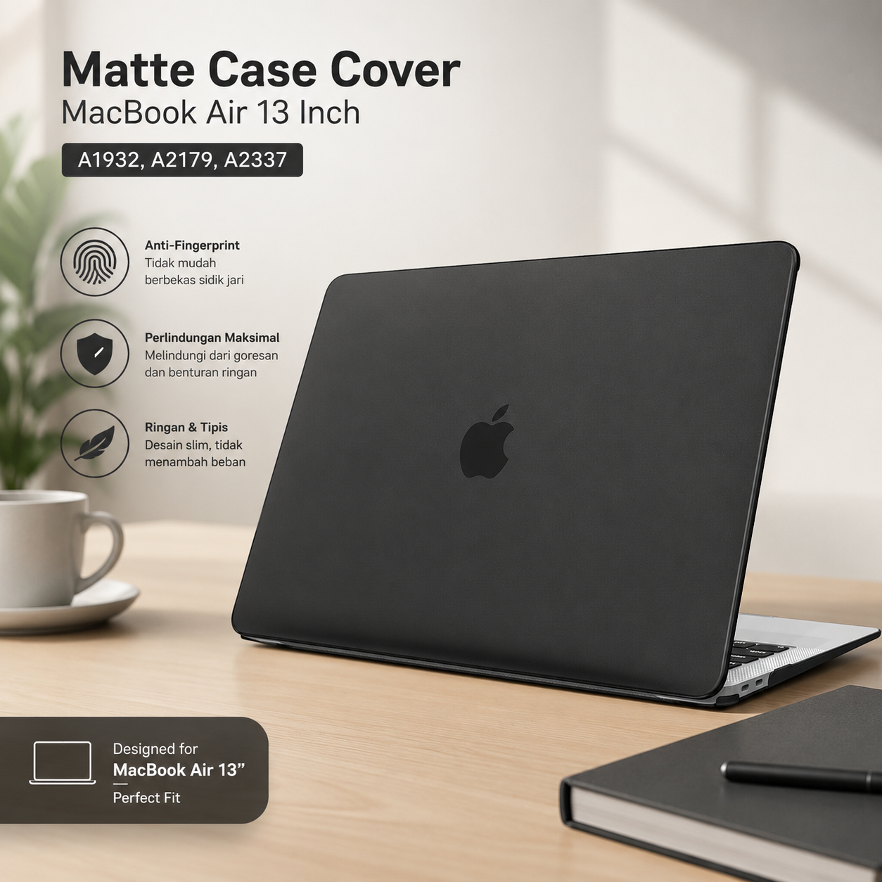Batianda Hard Crystal Matte Case Cover Macbook Air 13 Inch A1932 A2179 Gambar produk Batianda Hard Crystal Matte Case Cover Macbook Air 13 Inch A1932 A2179 - Utama