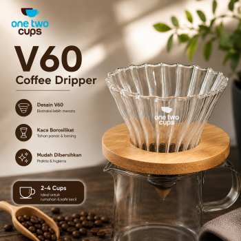 One Two Cups V60 Coffee Dripper Alat Seduh Kopi Manual Kaca 2-4 Cup - VD-02