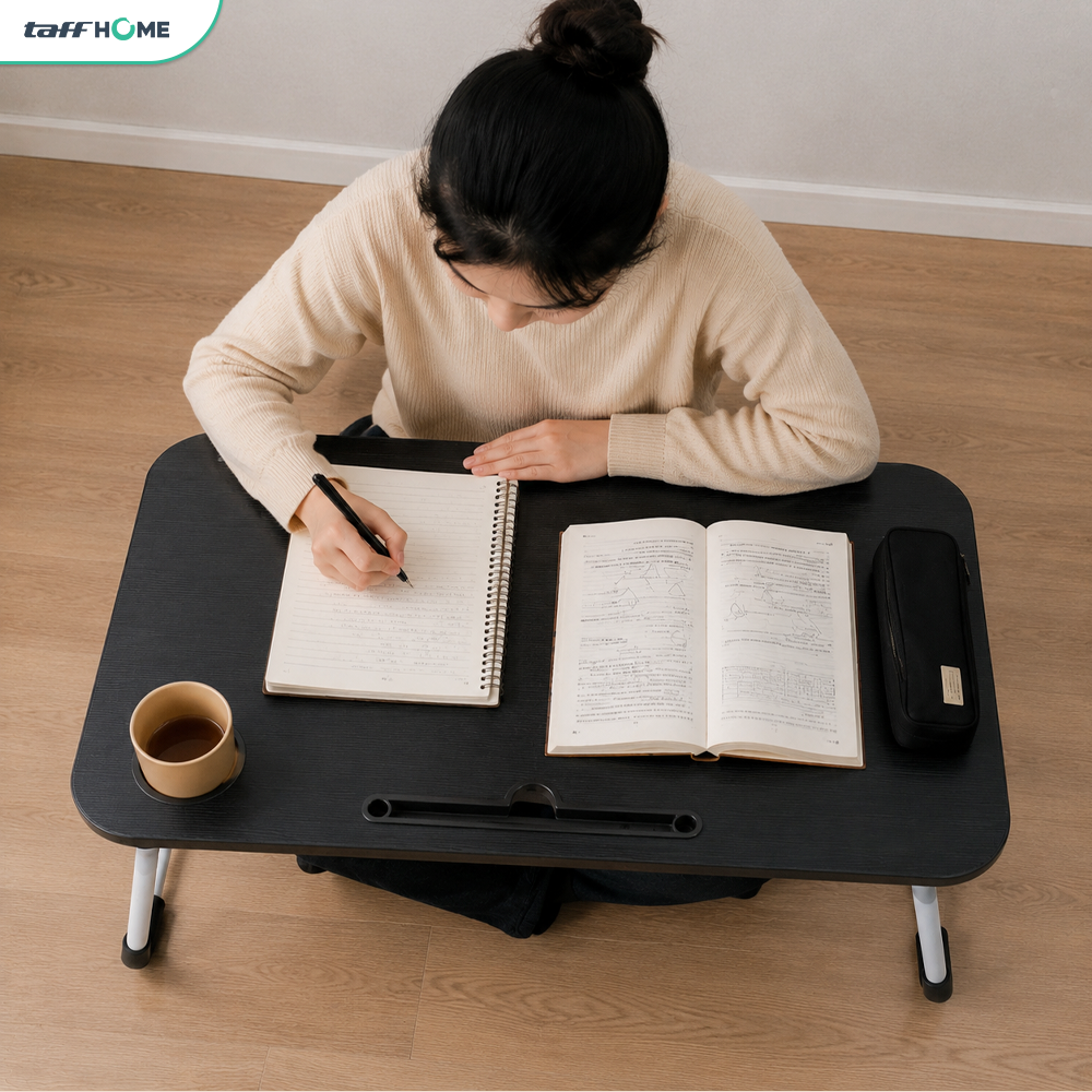 TaffHOME Meja Lipat Belajar Kerja Foldable 80x39.5cm with Cup Slot - BC40 Gambar produk TaffHOME Meja Lipat Belajar Kerja Foldable 80x39.5cm with Cup Slot - BC40 - 6