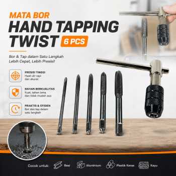 Alloet Mata Bor Wrench Drill Bit Hand Tapping Twist Bit 6 PCS - H21
