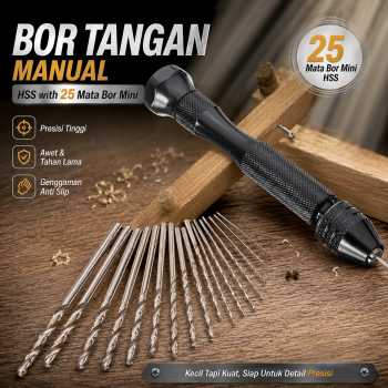 HIAIM Bor Tangan Manual HSS Twist Drills with 25 Mata Bor Mini - MDBK5
