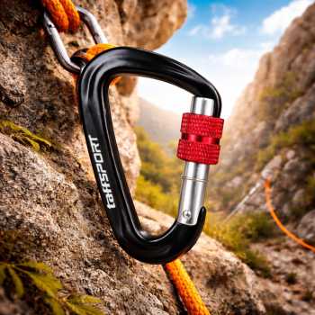 TaffSPORT Carabiner Panjat Tebing D Shaped Automatic Lock 12kN - Y20