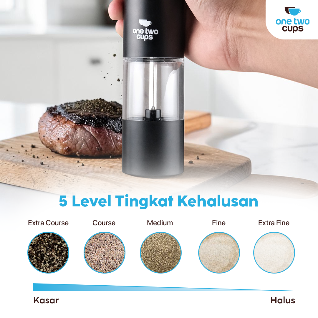 One Two Cups Alat Penggiling Biji Lada Elektrik Grinder 300mAh 70ml - EG-A Gambar produk One Two Cups Alat Penggiling Biji Lada Elektrik Grinder 300mAh 70ml - EG-A - 2