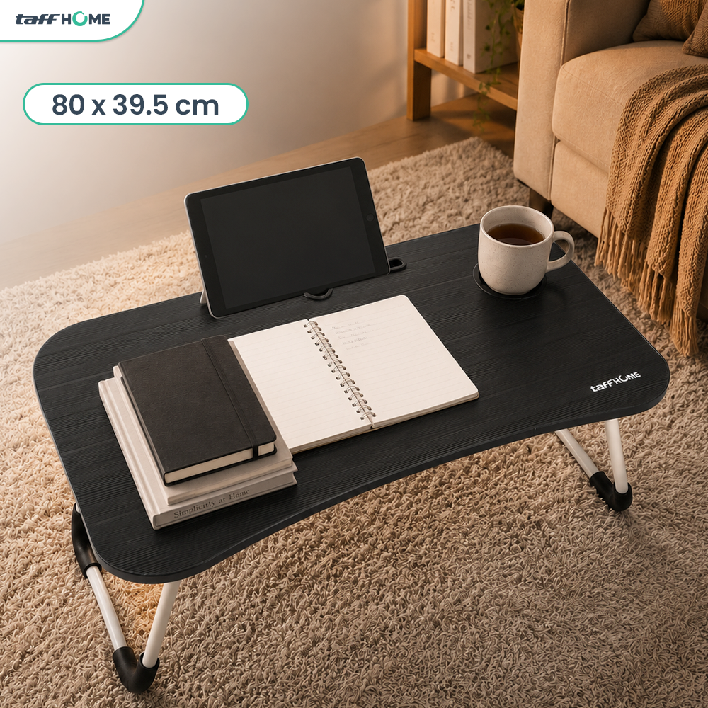 TaffHOME Meja Lipat Belajar Kerja Foldable 80x39.5cm with Cup Slot - BC40 Gambar produk TaffHOME Meja Lipat Belajar Kerja Foldable 80x39.5cm with Cup Slot - BC40 - Utama