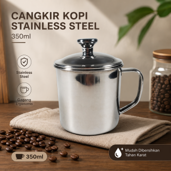 YOMDID Cangkir Kopi Stainless Steel dengan Tutup Coffee Mug - HH-8604