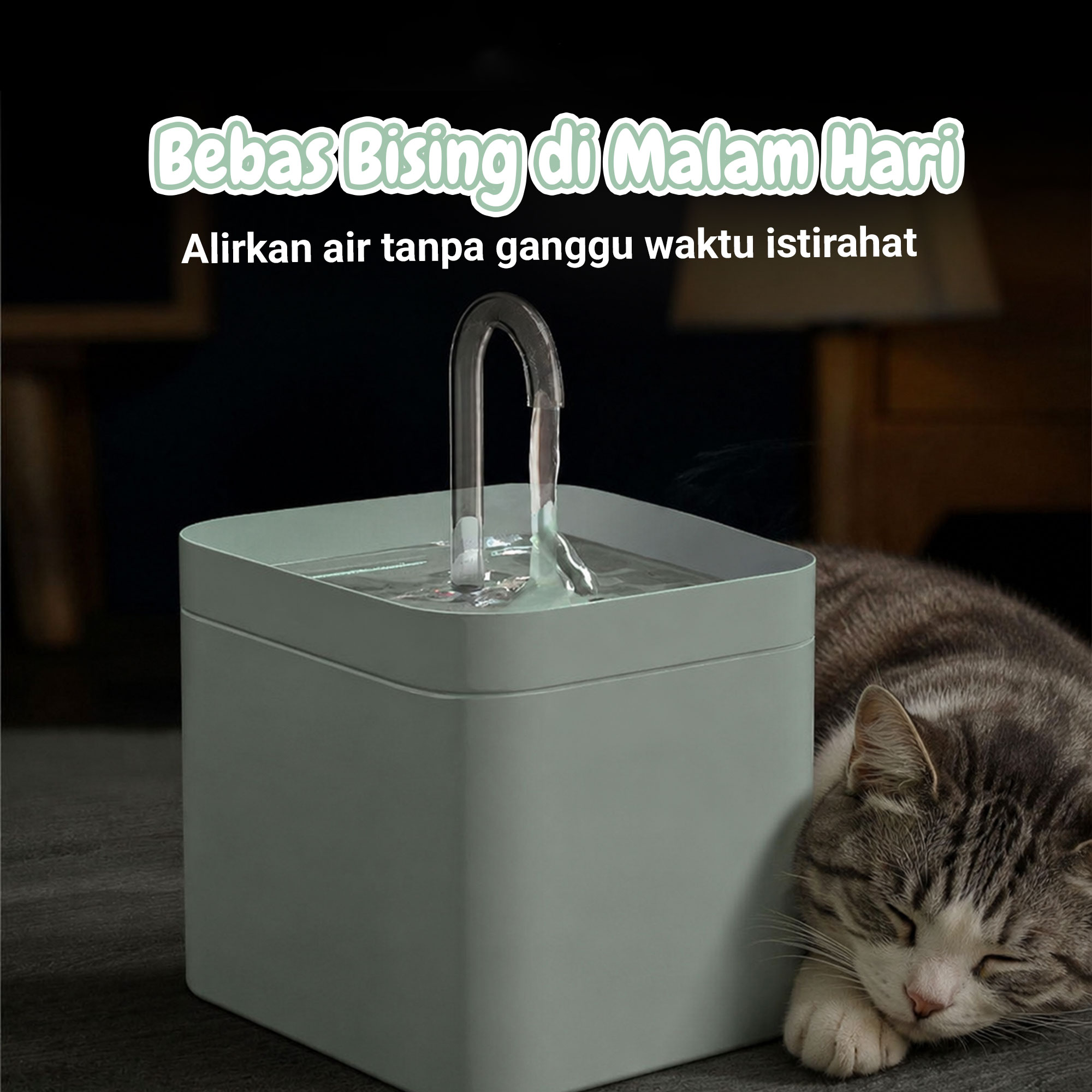 Gambar produk QinziPet Tempat Minum Hewan Elektrik Dispenser Cat Water Fountain 1.5L - PAT220V - 4